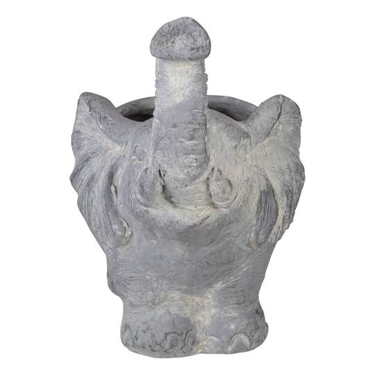 16" Gray Standing Elephant Outdoor Garden Planter